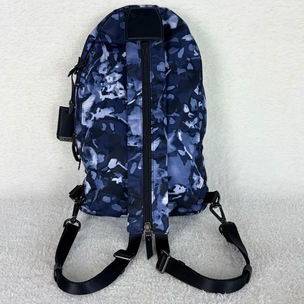 TUMI Voyageur Nadia Convertible Sling Bag Indigo Watercolor Nylon Backpack